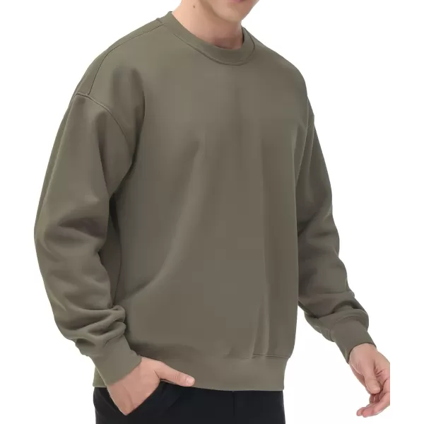 THE GYM PEOPLE Mens Fleece Crewneck Sweatshirt Thick Loose fit Soft Basic Pullover SweatshirtDark Grey
