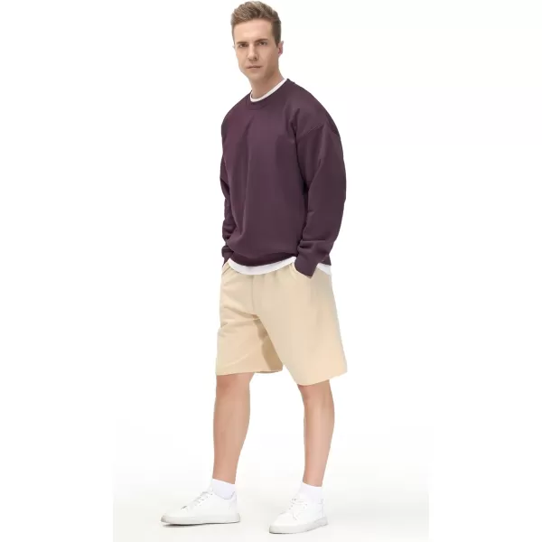 THE GYM PEOPLE Mens Fleece Crewneck Sweatshirt Thick Loose fit Soft Basic Pullover SweatshirtDark Purple