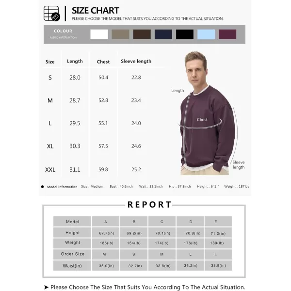 THE GYM PEOPLE Mens Fleece Crewneck Sweatshirt Thick Loose fit Soft Basic Pullover SweatshirtDark Purple