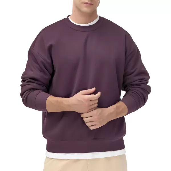 THE GYM PEOPLE Mens Fleece Crewneck Sweatshirt Thick Loose fit Soft Basic Pullover SweatshirtDark Purple