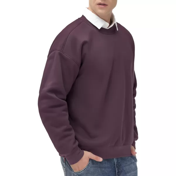 THE GYM PEOPLE Mens Fleece Crewneck Sweatshirt Thick Loose fit Soft Basic Pullover SweatshirtDark Purple