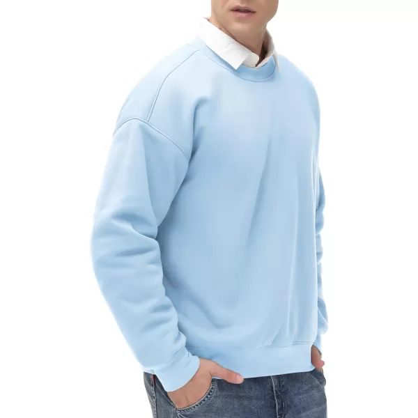 THE GYM PEOPLE Mens Fleece Crewneck Sweatshirt Thick Loose fit Soft Basic Pullover SweatshirtLight Blue