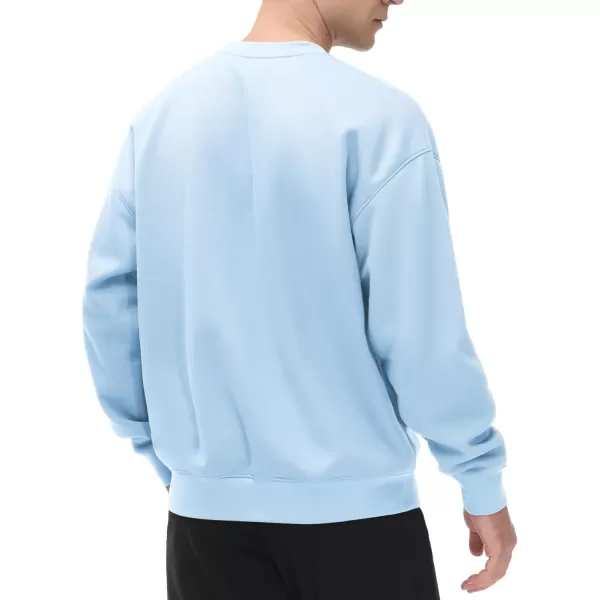 THE GYM PEOPLE Mens Fleece Crewneck Sweatshirt Thick Loose fit Soft Basic Pullover SweatshirtLight Blue