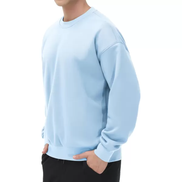 THE GYM PEOPLE Mens Fleece Crewneck Sweatshirt Thick Loose fit Soft Basic Pullover SweatshirtLight Blue