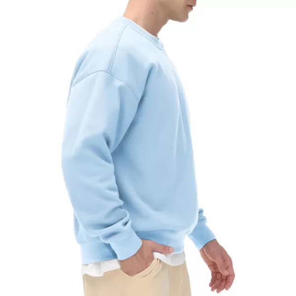 THE GYM PEOPLE Mens Fleece Crewneck Sweatshirt Thick Loose fit Soft Basic Pullover SweatshirtLight Blue