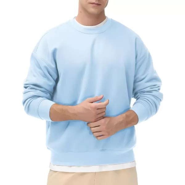 THE GYM PEOPLE Mens Fleece Crewneck Sweatshirt Thick Loose fit Soft Basic Pullover SweatshirtLight Blue