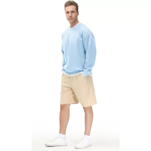THE GYM PEOPLE Mens Fleece Crewneck Sweatshirt Thick Loose fit Soft Basic Pullover SweatshirtLight Blue