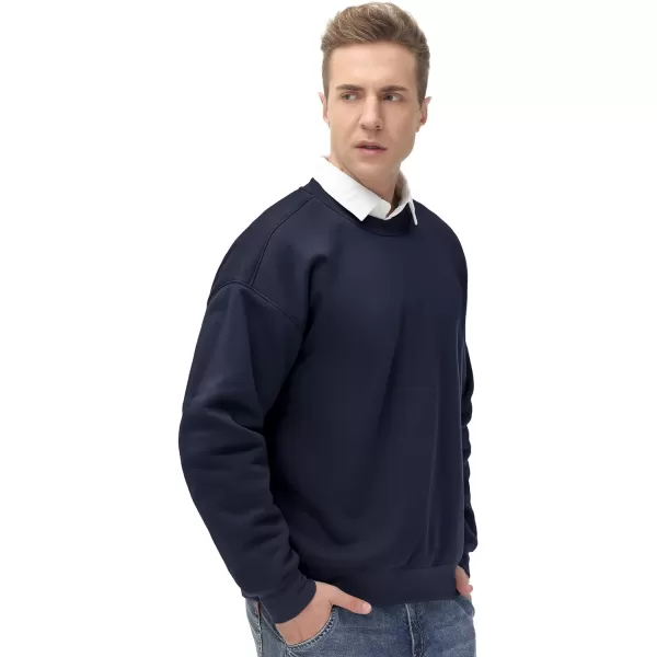 THE GYM PEOPLE Mens Fleece Crewneck Sweatshirt Thick Loose fit Soft Basic Pullover SweatshirtNavy Blue