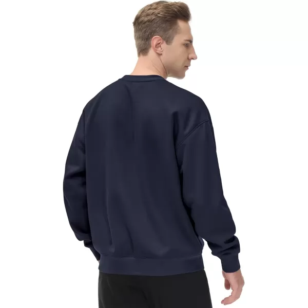 THE GYM PEOPLE Mens Fleece Crewneck Sweatshirt Thick Loose fit Soft Basic Pullover SweatshirtNavy Blue