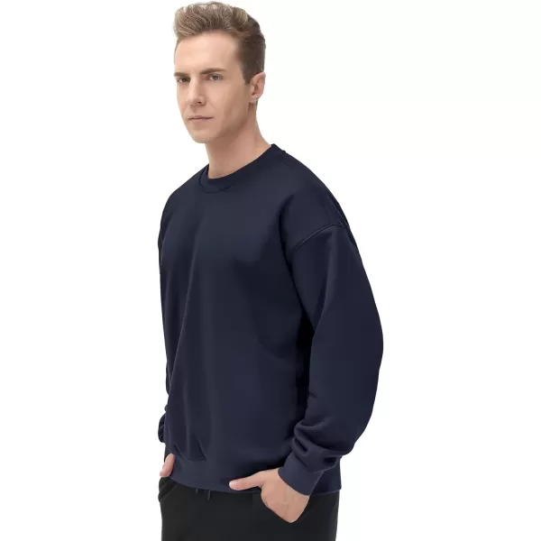 THE GYM PEOPLE Mens Fleece Crewneck Sweatshirt Thick Loose fit Soft Basic Pullover SweatshirtNavy Blue