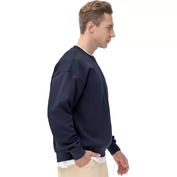 THE GYM PEOPLE Mens Fleece Crewneck Sweatshirt Thick Loose fit Soft Basic Pullover SweatshirtNavy Blue
