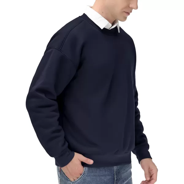 THE GYM PEOPLE Mens Fleece Crewneck Sweatshirt Thick Loose fit Soft Basic Pullover SweatshirtNavy Blue