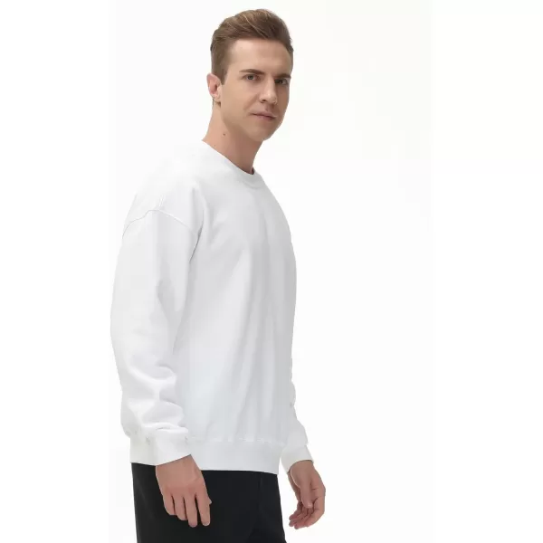 THE GYM PEOPLE Mens Fleece Crewneck Sweatshirt Thick Loose fit Soft Basic Pullover SweatshirtWhite