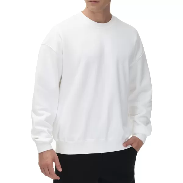 THE GYM PEOPLE Mens Fleece Crewneck Sweatshirt Thick Loose fit Soft Basic Pullover SweatshirtWhite