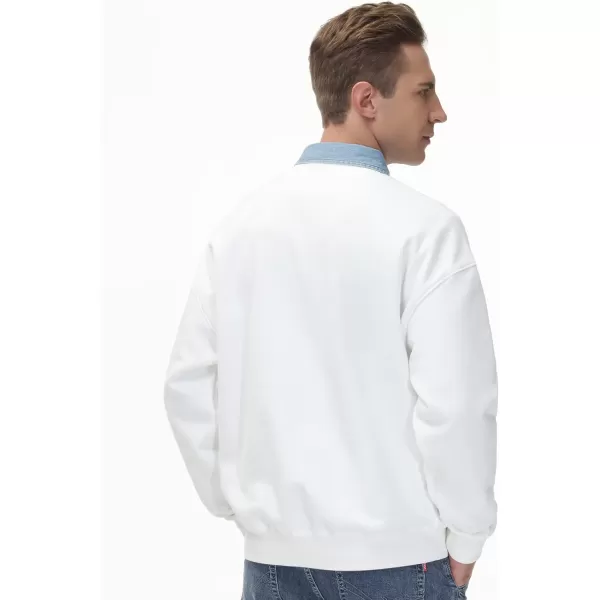 THE GYM PEOPLE Mens Fleece Crewneck Sweatshirt Thick Loose fit Soft Basic Pullover SweatshirtWhite