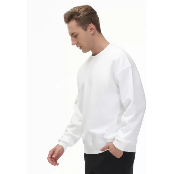 THE GYM PEOPLE Mens Fleece Crewneck Sweatshirt Thick Loose fit Soft Basic Pullover SweatshirtWhite