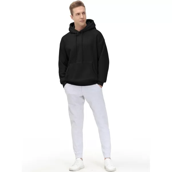 THE GYM PEOPLE Mens Fleece Pullover Hoodie Loose Fit Ultra Soft Hooded Sweatshirt With PocketsBlack