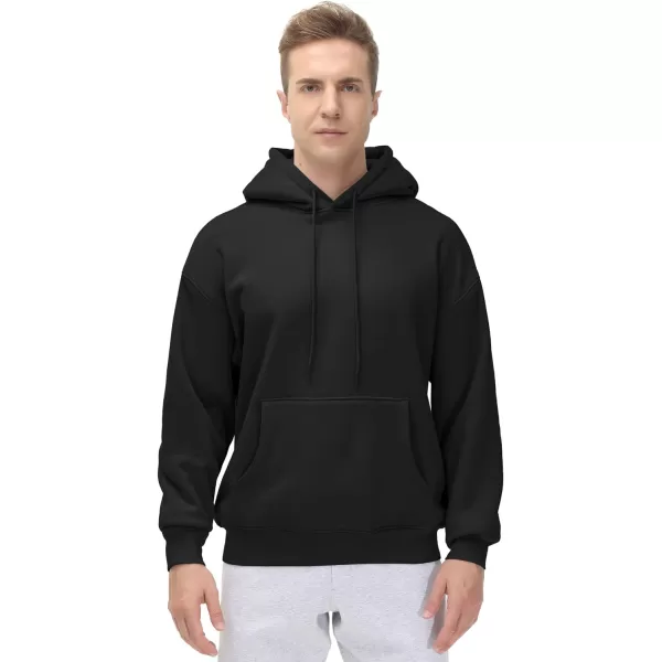 THE GYM PEOPLE Mens Fleece Pullover Hoodie Loose Fit Ultra Soft Hooded Sweatshirt With PocketsBlack