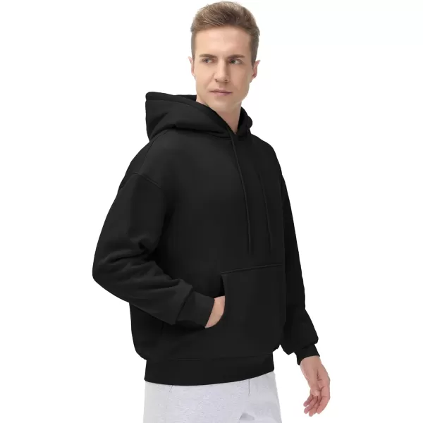 THE GYM PEOPLE Mens Fleece Pullover Hoodie Loose Fit Ultra Soft Hooded Sweatshirt With PocketsBlack