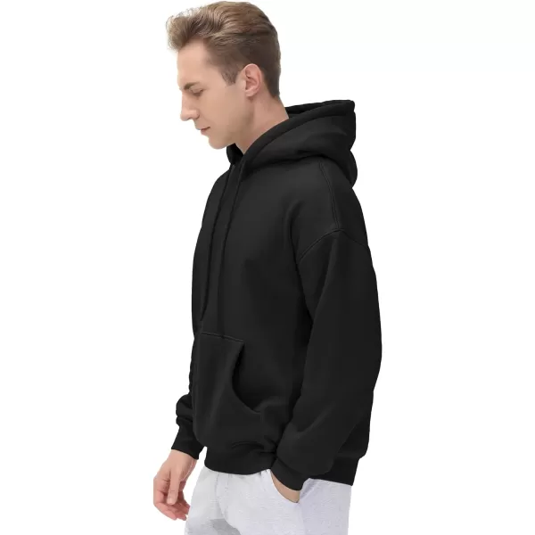 THE GYM PEOPLE Mens Fleece Pullover Hoodie Loose Fit Ultra Soft Hooded Sweatshirt With PocketsBlack