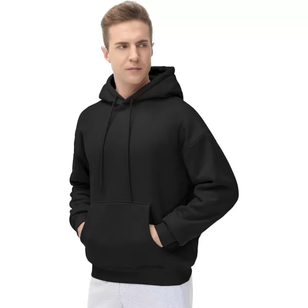THE GYM PEOPLE Mens Fleece Pullover Hoodie Loose Fit Ultra Soft Hooded Sweatshirt With PocketsBlack