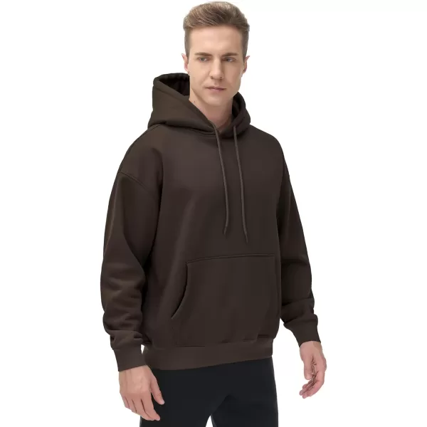 THE GYM PEOPLE Mens Fleece Pullover Hoodie Loose Fit Ultra Soft Hooded Sweatshirt With PocketsBrown