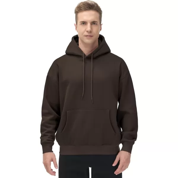 THE GYM PEOPLE Mens Fleece Pullover Hoodie Loose Fit Ultra Soft Hooded Sweatshirt With PocketsBrown