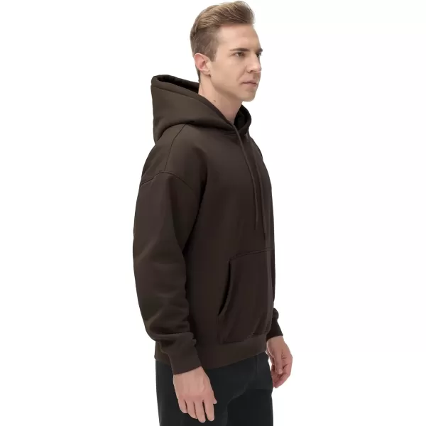 THE GYM PEOPLE Mens Fleece Pullover Hoodie Loose Fit Ultra Soft Hooded Sweatshirt With PocketsBrown