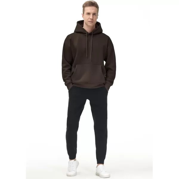 THE GYM PEOPLE Mens Fleece Pullover Hoodie Loose Fit Ultra Soft Hooded Sweatshirt With PocketsBrown