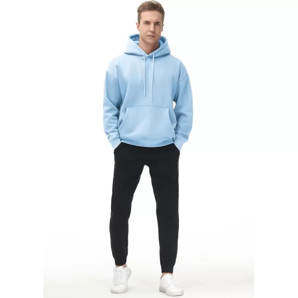 THE GYM PEOPLE Mens Fleece Pullover Hoodie Loose Fit Ultra Soft Hooded Sweatshirt With PocketsLight Blue