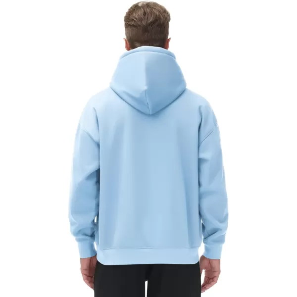 THE GYM PEOPLE Mens Fleece Pullover Hoodie Loose Fit Ultra Soft Hooded Sweatshirt With PocketsLight Blue
