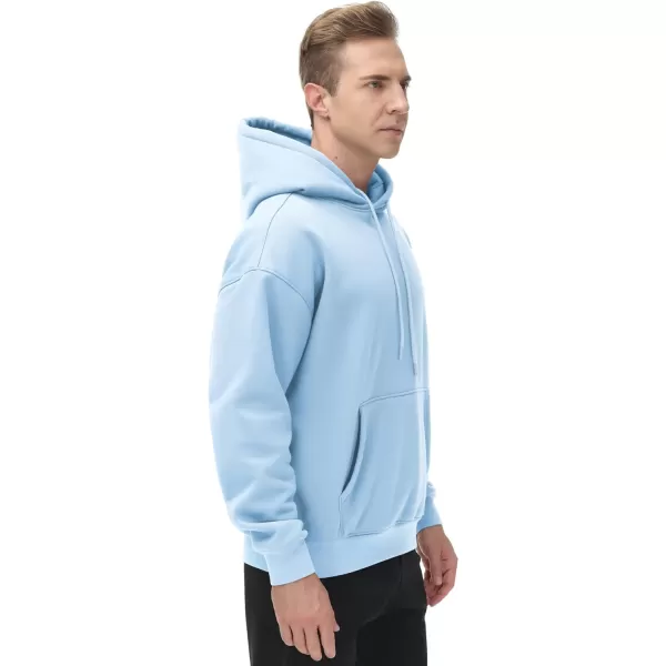 THE GYM PEOPLE Mens Fleece Pullover Hoodie Loose Fit Ultra Soft Hooded Sweatshirt With PocketsLight Blue