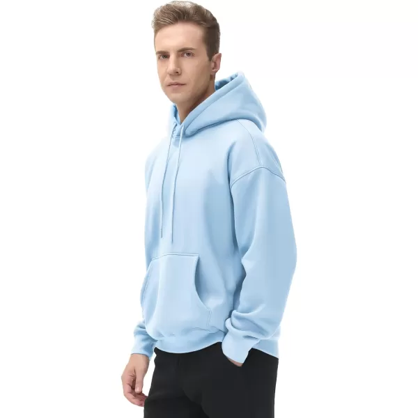 THE GYM PEOPLE Mens Fleece Pullover Hoodie Loose Fit Ultra Soft Hooded Sweatshirt With PocketsLight Blue