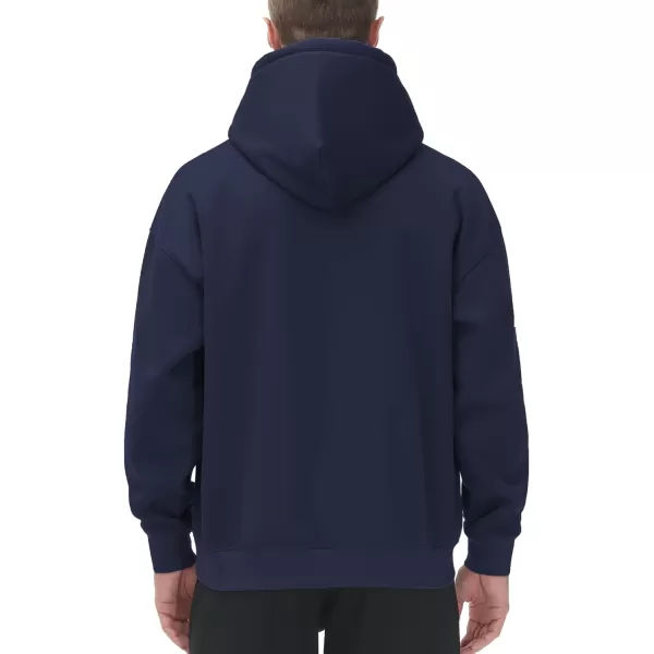THE GYM PEOPLE Mens Fleece Pullover Hoodie Loose Fit Ultra Soft Hooded Sweatshirt With PocketsNavy Blue