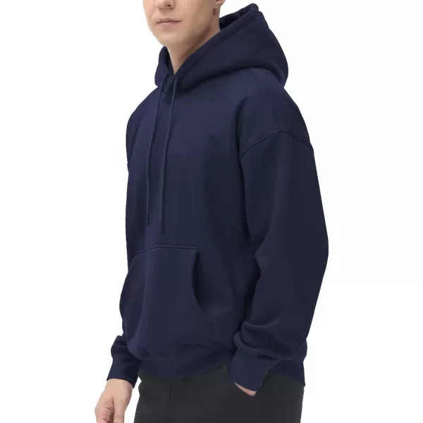 THE GYM PEOPLE Mens Fleece Pullover Hoodie Loose Fit Ultra Soft Hooded Sweatshirt With PocketsNavy Blue