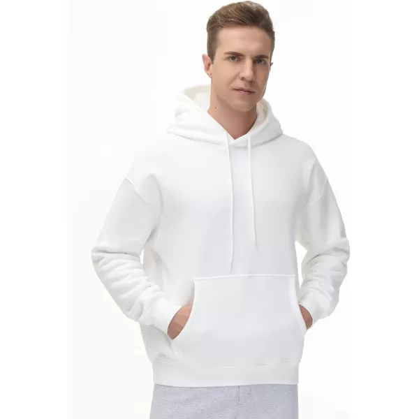 THE GYM PEOPLE Mens Fleece Pullover Hoodie Loose Fit Ultra Soft Hooded Sweatshirt With PocketsWhite