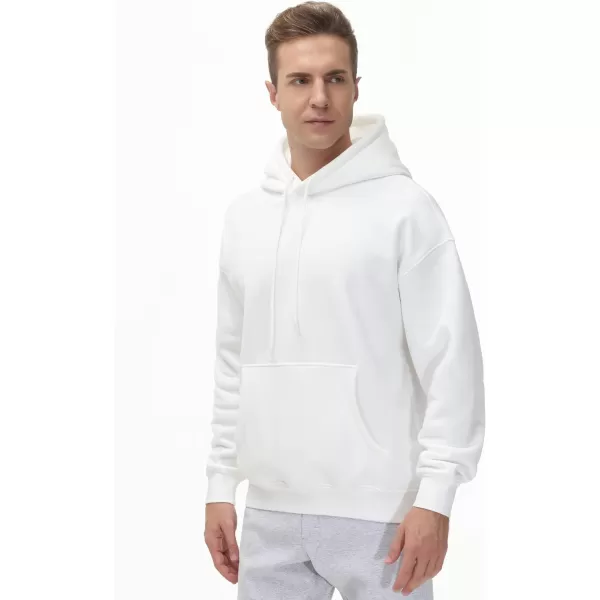 THE GYM PEOPLE Mens Fleece Pullover Hoodie Loose Fit Ultra Soft Hooded Sweatshirt With PocketsWhite