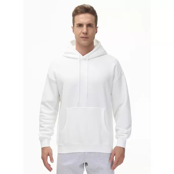 THE GYM PEOPLE Mens Fleece Pullover Hoodie Loose Fit Ultra Soft Hooded Sweatshirt With PocketsWhite