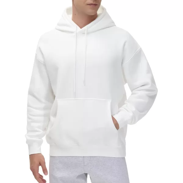 THE GYM PEOPLE Mens Fleece Pullover Hoodie Loose Fit Ultra Soft Hooded Sweatshirt With PocketsWhite