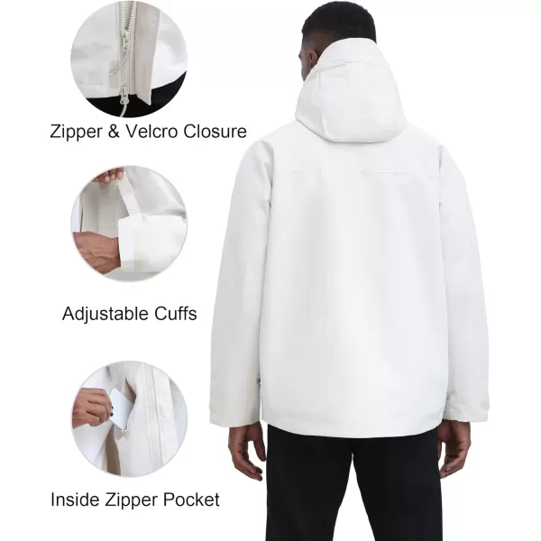 THE GYM PEOPLE Mens Waterproof Shell Jacket Outdoor Windbreaker Hiking Rain Coat with HoodBeige