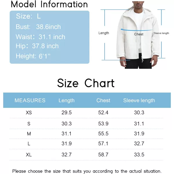 THE GYM PEOPLE Mens Waterproof Shell Jacket Outdoor Windbreaker Hiking Rain Coat with HoodBeige