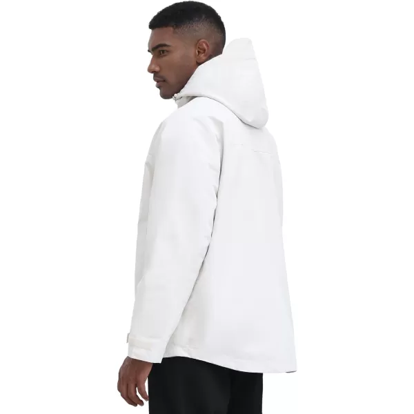 THE GYM PEOPLE Mens Waterproof Shell Jacket Outdoor Windbreaker Hiking Rain Coat with HoodBeige