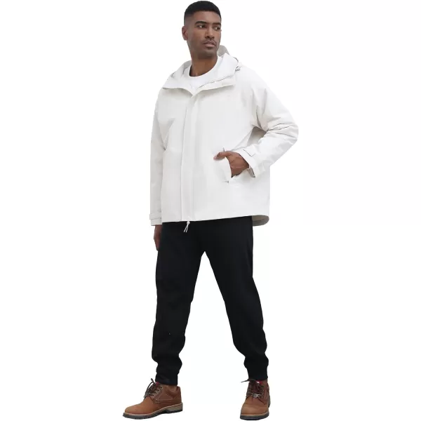 THE GYM PEOPLE Mens Waterproof Shell Jacket Outdoor Windbreaker Hiking Rain Coat with HoodBeige