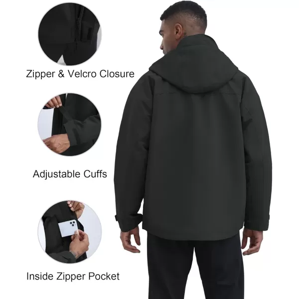 THE GYM PEOPLE Mens Waterproof Shell Jacket Outdoor Windbreaker Hiking Rain Coat with HoodBlack
