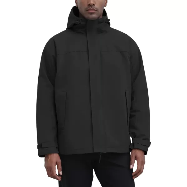 THE GYM PEOPLE Mens Waterproof Shell Jacket Outdoor Windbreaker Hiking Rain Coat with HoodBlack