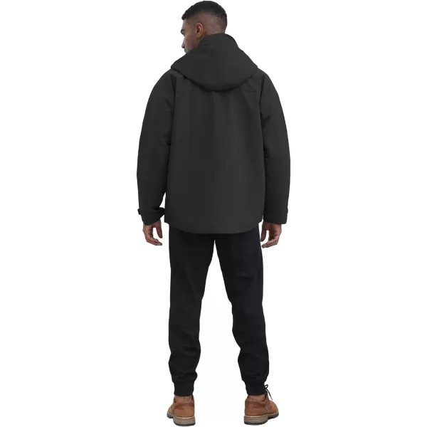 THE GYM PEOPLE Mens Waterproof Shell Jacket Outdoor Windbreaker Hiking Rain Coat with HoodBlack