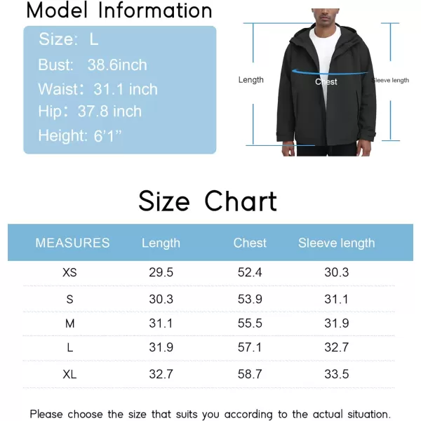 THE GYM PEOPLE Mens Waterproof Shell Jacket Outdoor Windbreaker Hiking Rain Coat with HoodBlack