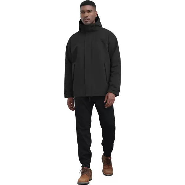 THE GYM PEOPLE Mens Waterproof Shell Jacket Outdoor Windbreaker Hiking Rain Coat with HoodBlack