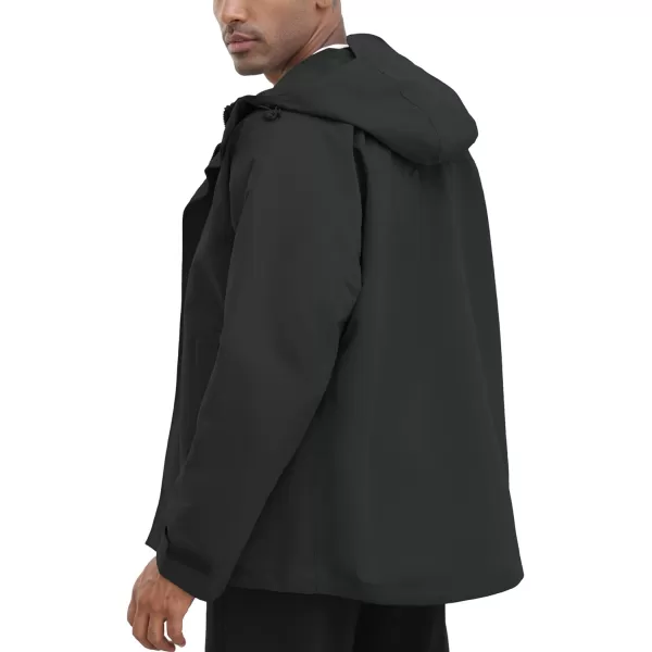 THE GYM PEOPLE Mens Waterproof Shell Jacket Outdoor Windbreaker Hiking Rain Coat with HoodBlack