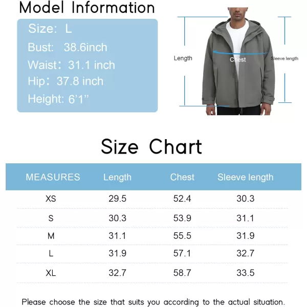 THE GYM PEOPLE Mens Waterproof Shell Jacket Outdoor Windbreaker Hiking Rain Coat with HoodCharcoal Grey